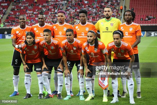 Players of Cibao pose for photos prior the the match between Chivas and Cibao as part of the round of 16th of the CONCACAF Champions League at Akron...