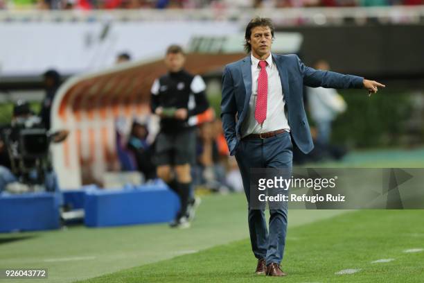 Matias Almeyda, coach of Chivas gives instructions to his players during the match between Chivas and Cibao as part of the round of 16th of the...