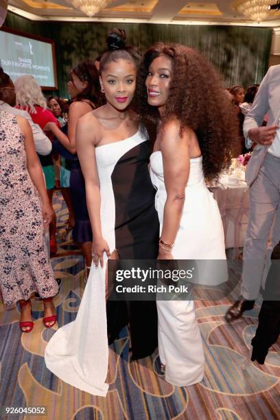 Ajiona Alexus and Angela Bassett attend the 2018 Essence Black Women In Hollywood Oscars Luncheon at Regent Beverly Wilshire Hotel on March 1, 2018...