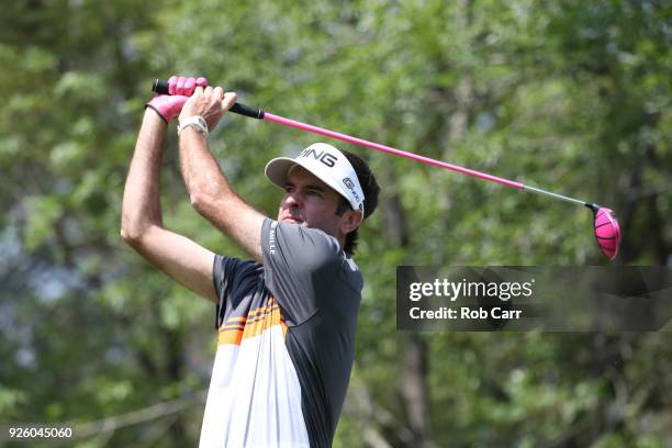 Bubba Watson during tees off on the 11th hole during the first round of World Golf Championships-Mexico Championship at Club de Golf Chapultepec on...