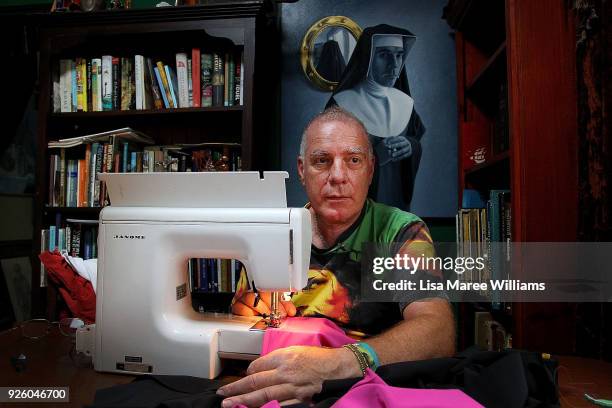 Fabian LoSchiavo a Mardi Gras 78er makes parade flags at home on March 1, 2018 in Sydney, Australia. Fabian LoSchiavo also known as 'Mother Inferior'...