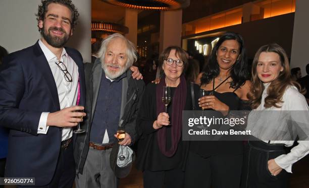 Max Webster, Michael Pennington, Penelope Wilton, Lolita Chakrabarti and Catherine Walker attend the press night after party for The Old Vic's...