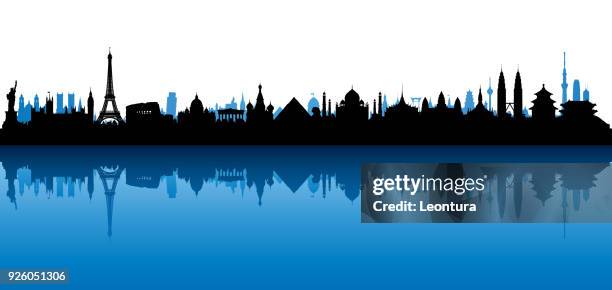 world skyline (all buildings are complete and moveable) - moscow skyline stock illustrations