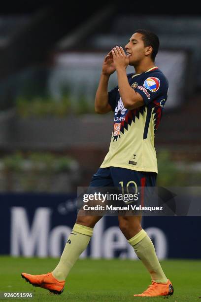 Cecilio Dominguez of America reacts after missing a chance to score during the match between America and Saprissa as part of the round of 16th of the...