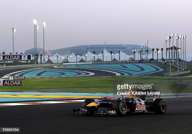 Red Bull's German driver Sebastian Vettel drives at the Yas Marina Circuit on November 1, 2009 in Abu Dhabi, during the Abu Dhabi Formula One Grand...