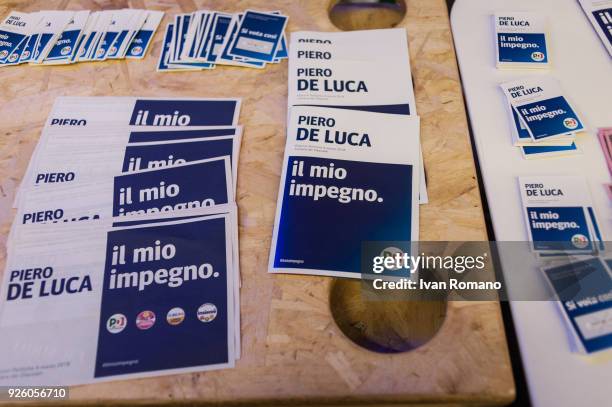 Piero De Luca, son of the governor of the Campania region Vincenzo, candidate for the Italian Chambers of Deputies, for the Democratic Party, closes...