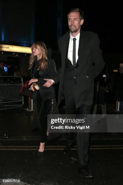 Abbey Clancy and Peter Crouch seen attending The Global Awards at Hammersmith Apollo on March 01, 2018 in London, England.