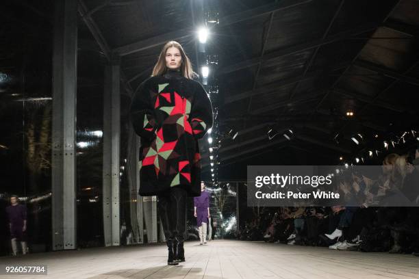 Myrthe Bolt walks the runway during the Isabel Marant show as part of the Paris Fashion Week Womenswear Fall/Winter 2018/2019 on March 1, 2018 in...