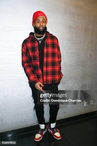 Odell Beckham attends the Off-White Show as part of the Paris Fashion Week Womenswear Fall/Winter 2018/2019 on March 1, 2018 in Paris, France.