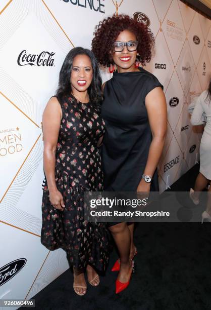 President, Essence Communications Inc., Michelle Ebanks and Jeanine Lewis attend the 2018 Essence Black Women In Hollywood Oscars Luncheon at Regent...