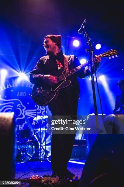 American singer Brian Fallon performs live on stage during a concert at the Astra on March 1, 2018 in Berlin, Germany.