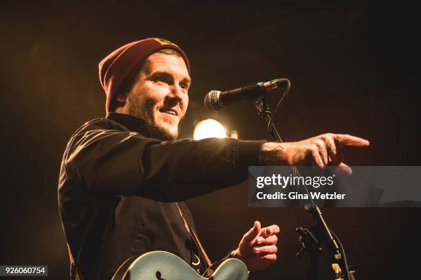 American singer Brian Fallon performs live on stage during a concert at the Astra on March 1, 2018 in Berlin, Germany.