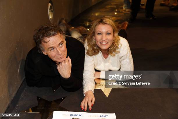 Actors Alexandra Lamy and Franck Dubosc attend "Tout le monde debout" premier at Lomme Kinepolis on March 1, 2018 in Lille, France.