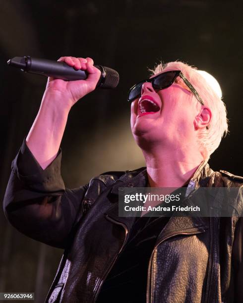 American singer Cindy Wilson performs live on stage during a concert at Frannz Club on March 1, 2018 in Berlin, Germany.