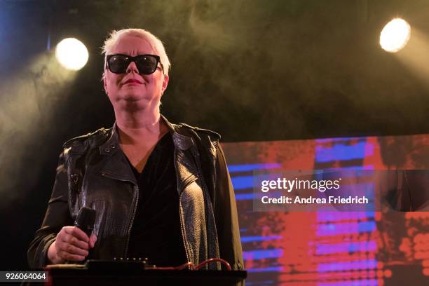 American singer Cindy Wilson performs live on stage during a concert at Frannz Club on March 1, 2018 in Berlin, Germany.