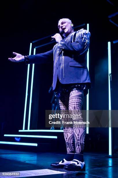 Singer Andy Bell of the British band Erasure performs live on stage during a concert at the Columbiahalle on March 1, 2018 in Berlin, Germany.