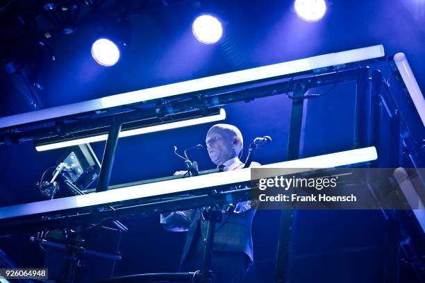 Vince Clarke of the British band Erasure performs live on stage during a concert at the Columbiahalle on March 1, 2018 in Berlin, Germany.