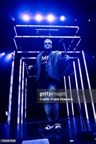 Singer Andy Bell of the British band Erasure performs live on stage during a concert at the Columbiahalle on March 1, 2018 in Berlin, Germany.