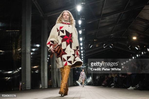 Frederikke Sofie walks the runway during the Isabel Marant show as part of the Paris Fashion Week Womenswear Fall/Winter 2018/2019 on March 1, 2018...