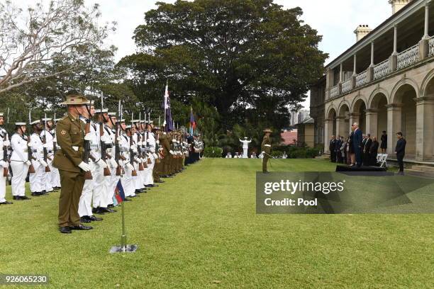 Australian Prime Minister Malcolm Turnbull and New Zealand Prime Minister Jacinda Ardern attend the ceremonial welcome at Admiralty House March 2,...