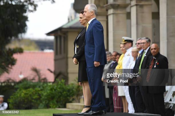 Australian Prime Minister Malcolm Turnbull and New Zealand Prime Minister Jacinda Ardern attend the ceremonial welcome at Admiralty House March 2,...