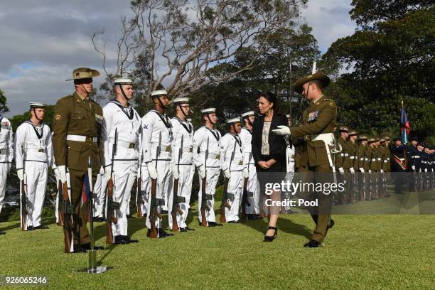 New Zealand Prime Minister Jacinda Ardern attends the ceremonial welcome at Admiralty House March 2, 2018 in Sydney, Australia. The New Zealand Prime...