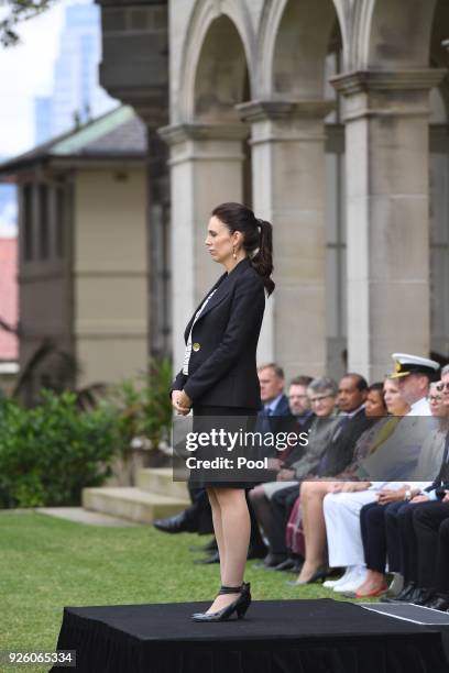New Zealand Prime Minister Jacinda Ardern attends the ceremonial welcome at Admiralty House March 2, 2018 in Sydney, Australia. The New Zealand Prime...