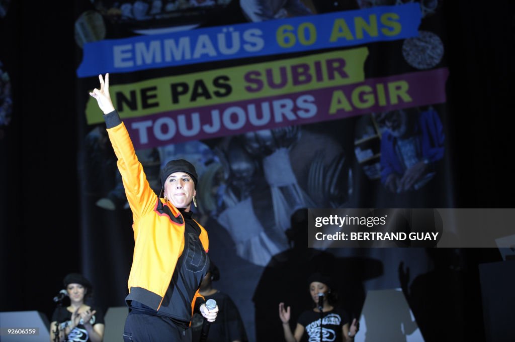 Diam French Rapper French rap artist Diam's performs on stage on October 30, 2009 during ...