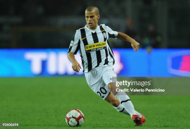 Sebastian Giovinco of Juventus FC in action during the Serie A match between Juventus FC and SSC Napoli at Olimpico Stadium on October 31, 2009 in...