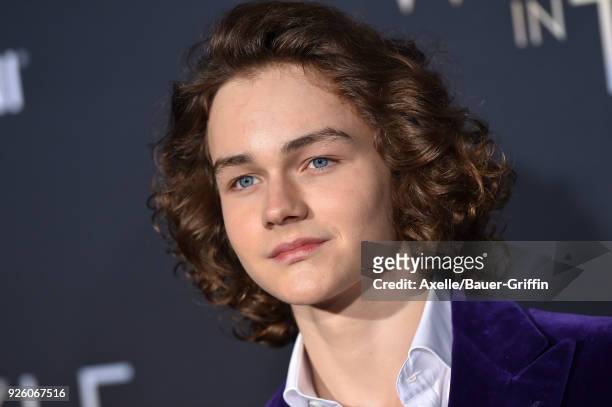 Actor Levi Miller arrives at the premiere of Disney's 'A Wrinkle In Time' at El Capitan Theatre on February 26, 2018 in Los Angeles, California.