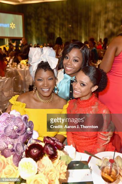 Yolanda Ross, Bresha Webb, and Tiffany Boone attend the 2018 Essence Black Women In Hollywood Oscars Luncheon at Regent Beverly Wilshire Hotel on...