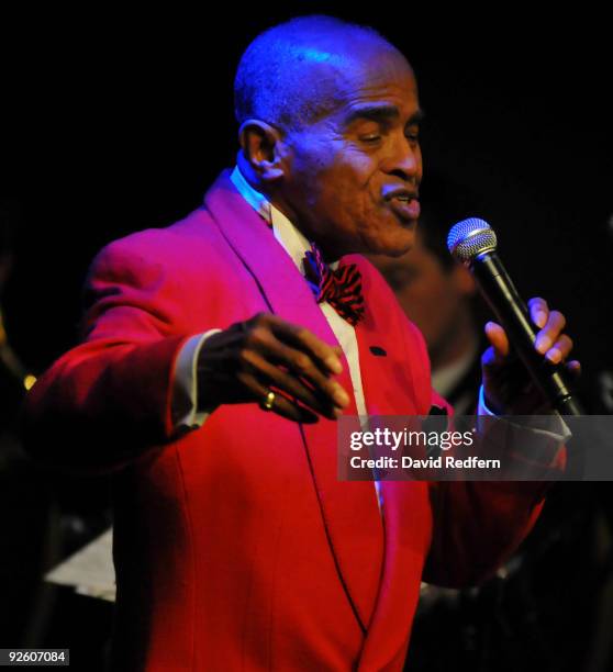 Jon Hendricks performs on stage with the Ronnie Scotts Big Band to celebrate 50 years of the legendary jazz club at Ronnie Scott's Jazz Club on...