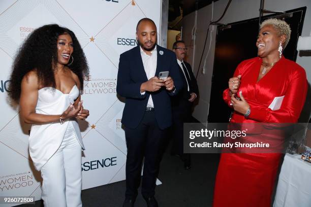 Angela Bassett Justin Simien and guest attend the 2018 Essence Black Women In Hollywood Oscars Luncheon at Regent Beverly Wilshire Hotel on March 1,...