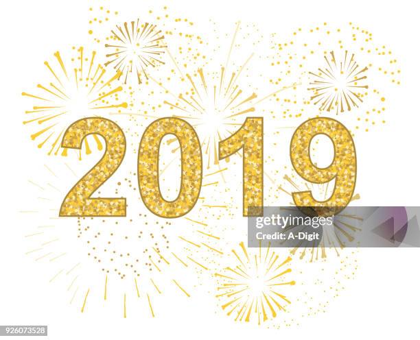 stockillustraties, clipart, cartoons en iconen met new year fireworks burst - fireworks on white