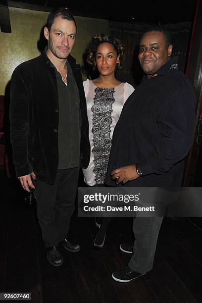 Dominic West, Lorraine Burroughs and Clive Rowe attend The Old Vic's 24 hour Play after party at the Bouda Bar on November 1, 2009 in London, England.