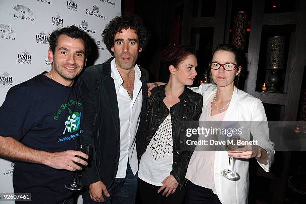 Kieron Obrien, Stephen Mangan, Ruth Wilson and Anna Maxwell Martin attend The Old Vic's 24 hour Play after party at the Bouda Bar on November 1, 2009...