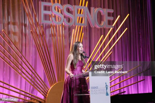 Jennifer M. Edwards speaks onstage during the 2018 Essence Black Women In Hollywood Oscars Luncheon at Regent Beverly Wilshire Hotel on March 1, 2018...