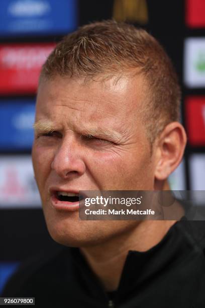 Wanderers coach Josep Gombau speaks to media during a Western Sydney Wanderers A-League training session at Blacktown International Sportspark on...