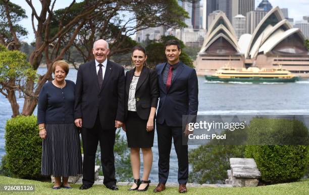With the Sydney Opera House in the background, Australia's Governor-General Sir Peter Cosgrove and his wife Lady Lynne Cosgrove pose with New...