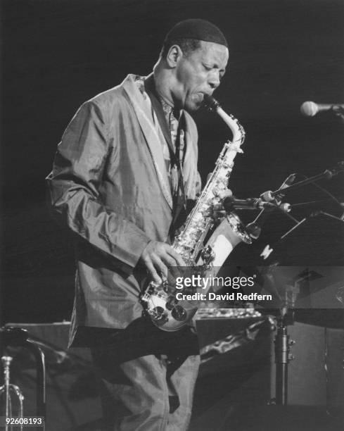 American jazz musician Ornette Coleman on the saxophone at the Vienne Jazz Festival in France, 1994.