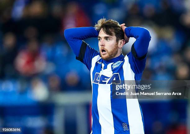 Ibai Gomez of Deportivo Alaves reacts during the La Liga match between Deportivo Alaves and Levante UD at Mendizorroza stadium on March 1, 2018 in...