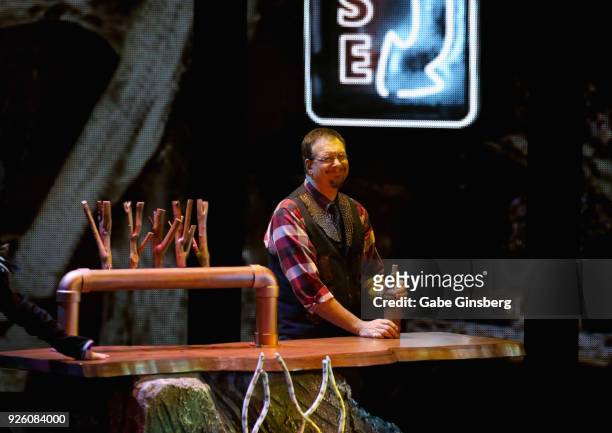Penn Jillette of the comedy/magic team Penn & Teller performs during a dress rehearsal for the sixth annual "One Night for One Drop" imagined by...