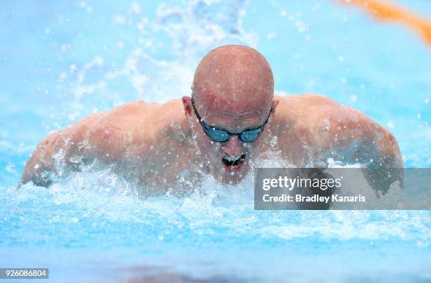 David Morgan competes in the heats of the Men's 100m Butterfly event during the 2018 Australia Swimming National Trials at the Optus Aquatic Centre...