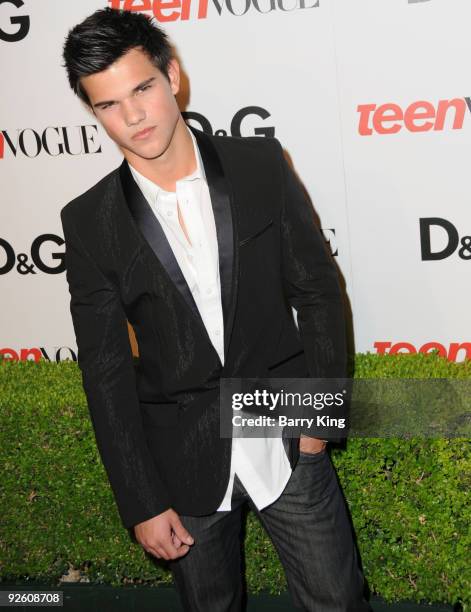 Actor Taylor Lautner arrives at the 7th Annual Teen Vogue Young Hollywood Party at Milk Studios on September 25, 2009 in Hollywood, California.