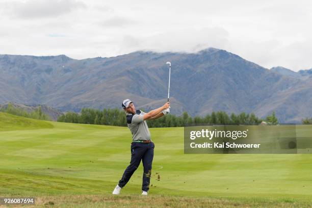 Daniel Nisbet of Australia plays a shot during day two of the ISPS Handa New Zealand Golf Open at Millbrook Resort on March 2, 2018 in Queenstown,...