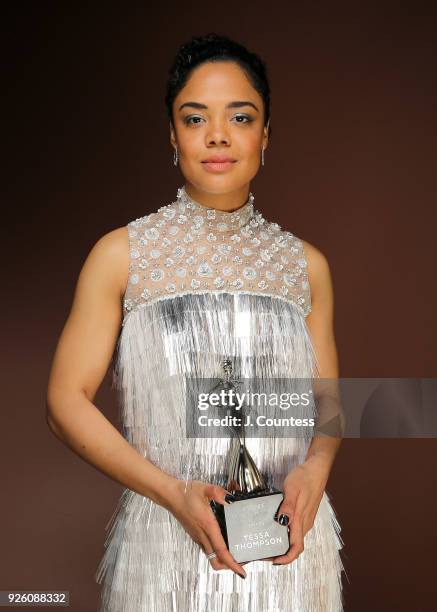 Actress Tessa Thompson poses for a portrait at the Beverly Wilshire Four Seasons Hotel on March 1, 2018 in Beverly Hills, California.