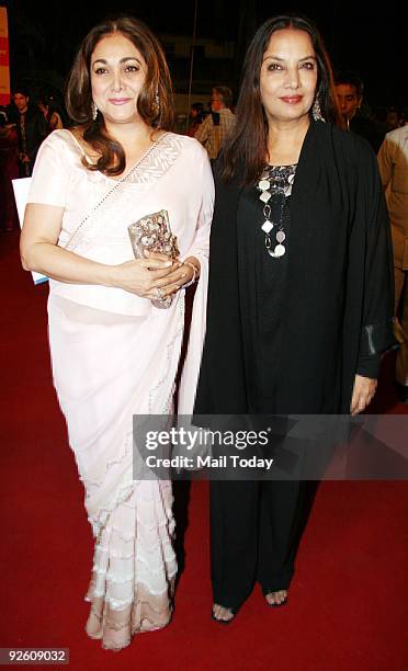 Tina Munim ,wife of industrialist Anil Ambani, with actress Shabana Azmi at the opening ceremony of the Mumbai Film Festival at a multiplex in Mumbai...