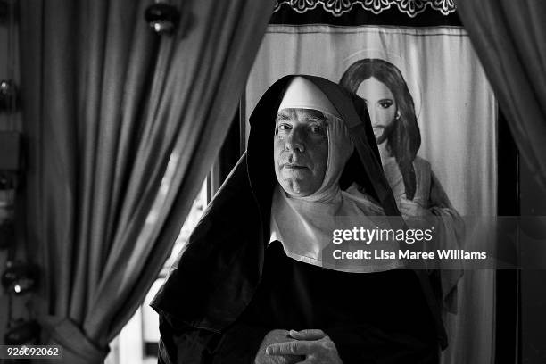 Fabian LoSchiavo a Mardi Gras 78er poses at home on March 1, 2018 in Sydney, Australia. Fabian LoSchiavo also known as 'Mother Inferior' wears a...