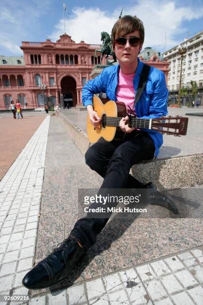 Tom Chaplin of Keane poses for a portrait while busking in Buenos Aires on March 7th, 2009 in Argentina.