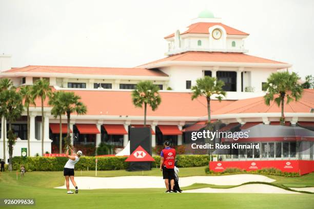 Austin Ernst of the United States plays her second shot on the 18th hole during round two of the HSBC Women's World Championship at Sentosa Golf Club...